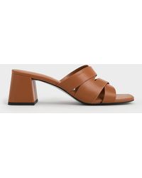 Charles & Keith - Crossover-strap Square-toe Block-heel Mules - Lyst