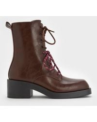 Charles & Keith - Logan Double-Lace Calf Boots - Lyst