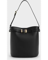 Charles & Keith - Jody Leather Belted Bucket Bag - Lyst