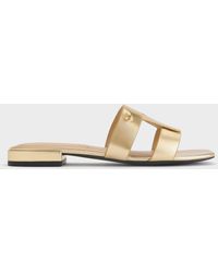 Charles & Keith - Petina Metallic Leather Slide Sandals - Lyst
