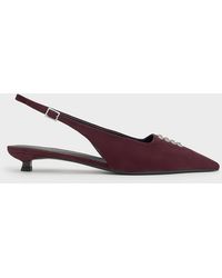 Charles & Keith - Faux Suede Crystal-Embellished Slingback Pumps - Lyst