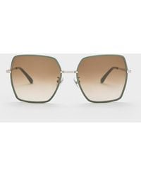 Charles & Keith - Recycled Acetate Thin-rim Wide-square Sunglasses - Lyst