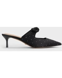 Charles & Keith - Jayce Dotted Knot-Bow Kitten-Heel Mules - Lyst
