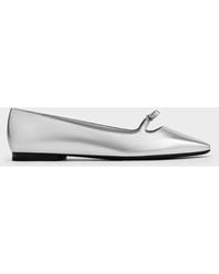 Charles & Keith - Metallic Bow Square-Toe Ballet Flats - Lyst