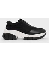 Charles & Keith - Yunna Leather & Recycled Fabric Chunky Sneakers - Lyst