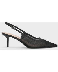 Charles & Keith - Mesh & Lace Pointed-toe Slingback Pumps - Lyst