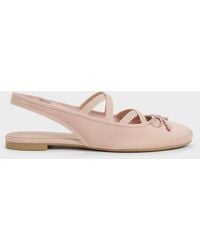 Charles & Keith - Satin Crossover Slingback Ballet Flats - Lyst