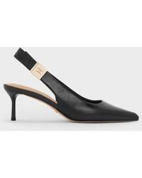 Charles & Keith - Cody Leather Slingback Kitten Heels - Lyst