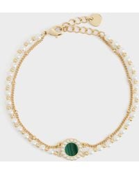 Charles & Keith - Pearl & Gemstone Double-Chain Bracelet - Lyst