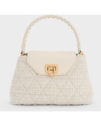 Charles & Keith - Arwen Tweed Quilted Braided-strap Top Handle Bag - Lyst