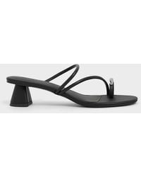 Charles & Keith - Metallic-Accent Strappy Toe-Ring Heeled Sandals - Lyst