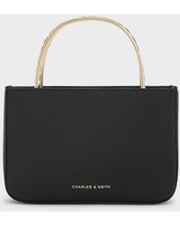 Charles & Keith - Satin Crystal-Embellished Top Handle Bag - Lyst