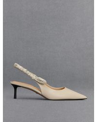 Charles & Keith - Tully Leather Ruched-strap Slingback Pumps - Lyst