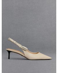 Charles & Keith - Leather Ruched-strap Slingback Pumps - Lyst