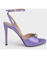 Charles & Keith - Metallic Gem-encrusted Ankle Strap Sandals - Lyst