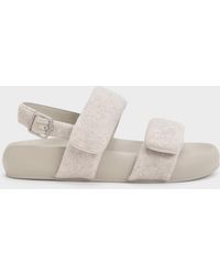 Charles & Keith - Felt Quilted Double-Strap Slingback Sandals - Lyst