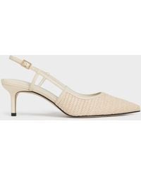 Charles & Keith - Raffia Pointed-Toe Slingback Pumps - Lyst