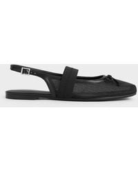 Charles & Keith - Lyric Mesh & Satin Bow Slingback Flats - Lyst