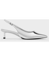 Charles & Keith - Curtis Metallic Pointed-toe Kitten-heel Slingback Pumps - Lyst