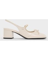 Charles & Keith - Patent Bow Crystal-Pearl Slingback Mary Jane Pumps - Lyst