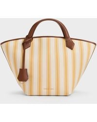 Charles & Keith - Large Ivanna Canvas Striped Tote Bag - Lyst