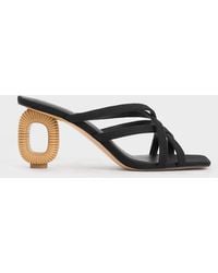 Charles & Keith - Linen Sculptural-heel Strappy Mules - Lyst