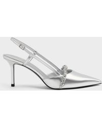 Charles & Keith - Metallic Crystal Slingback Pumps - Lyst