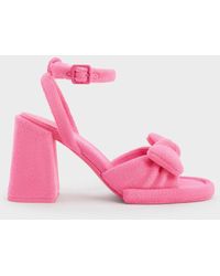 Charles & Keith - Loey Textured Bow Ankle-strap Sandals - Lyst