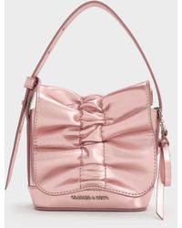 Charles & Keith - Kadee Metallic Bow-Charm Ruched Mini Bag - Lyst