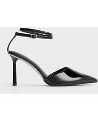 Charles & Keith - Patent Pointed-toe Ankle-strap Pumps - Lyst