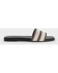 Charles & Keith - Striped Square-Toe Slide Sandals - Lyst