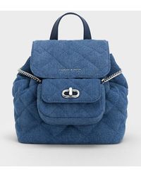 Charles & Keith - Aubrielle Denim Quilted Backpack - Lyst