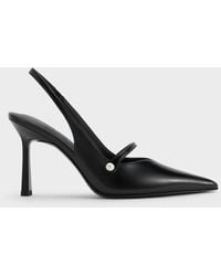 Charles & Keith - Helena Pearl-Buckle Pointed-Toe Slingback Pumps - Lyst