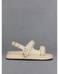Charles & Keith - Leather Ruched-strap Sandals - Lyst