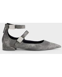 Charles & Keith - Robbie Denim-effect Pointed-toe Mary Jane Flats - Lyst