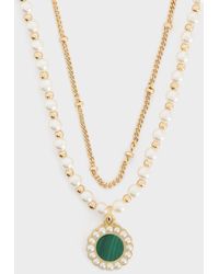 Charles & Keith - Pearl & Gemstone Double-Chain Necklace - Lyst