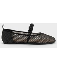 Charles & Keith - Leather Mesh Beaded Mary Jane Flats - Lyst