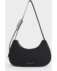 Charles & Keith - Nylon Curved Metallic-accent Shoulder Bag - Lyst