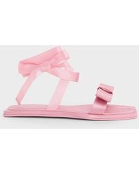Charles & Keith - Satin Bow Tie-Around Flat Sandals - Lyst
