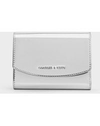 Charles & Keith - Metallic Curved Front Flap Wallet - Lyst