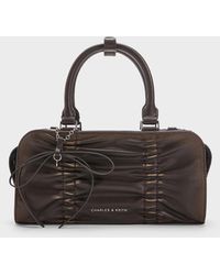 Charles & Keith - Kadee Ruched Bow-Charm Bowling Bag - Lyst