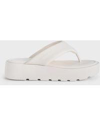 Charles & Keith - V-Strap Flatform Thong Sandals - Lyst