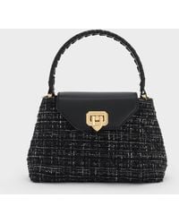 Charles & Keith - Arwen Tweed Quilted Braided-strap Top Handle Bag - Lyst