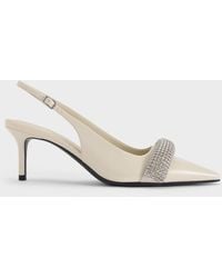 Charles & Keith - Crystal-Embellished Pointed-Toe Slingback Pumps - Lyst