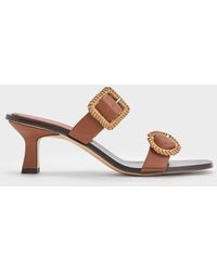Charles & Keith - Woven-buckle Heeled Mules - Lyst