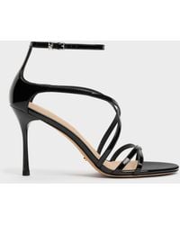 Charles & Keith - Patent Leather Strappy Stiletto Sandals - Lyst