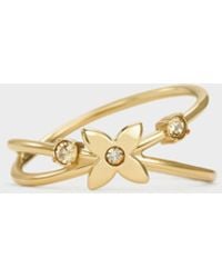 Charles & Keith - Felicity Flower-Crystal Crossover Ring - Lyst