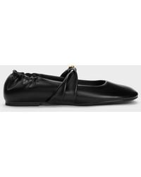 Charles & Keith - Metallic-Accent Twist-Strap Mary Jane Flats - Lyst
