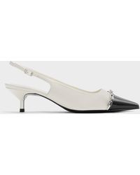 Charles & Keith - Patent Pearl Chain-link Slingback Pumps - Lyst