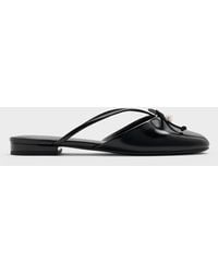 Charles & Keith - Pearl-accent Bow Flat Mules - Lyst